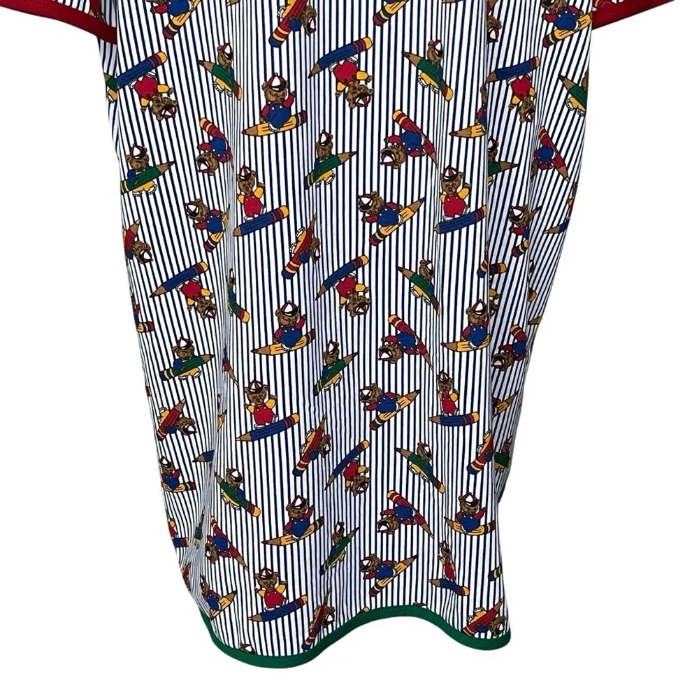 Vintage 90s Avon Christmas Pajama Dress Women’s Size M/L Teddy Bear Pencil Print